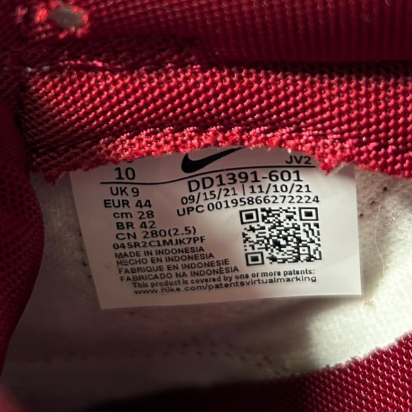 Nike Dunk Low Retro Team Red White 2022 Sneakers Size 10